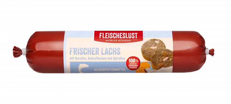 Frischer Lachs mit Rind, Karotten, Kürbis und Kokos 400g